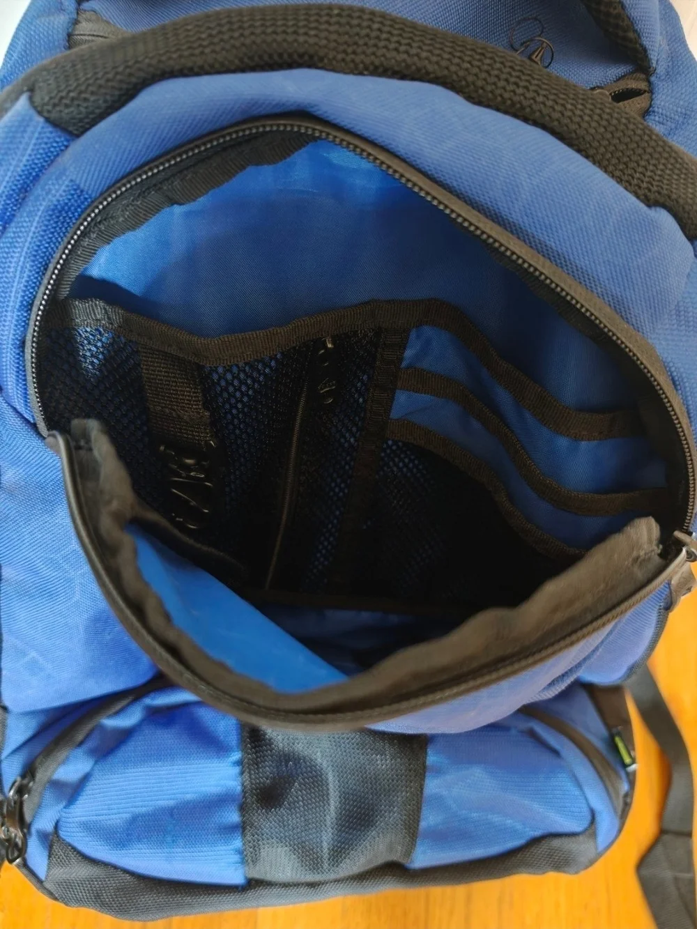 Adidas Load Spring Blue/Black Polyester Backpack with Chest Straps, Many Pockets